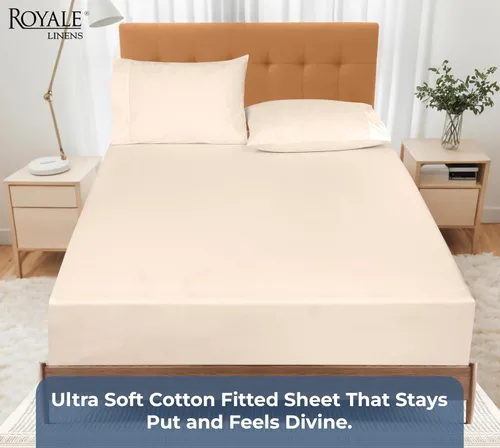 Miniatura 5 de Royale Linens Sábana bajera ajustable de algodón 100% orgánico - Tejido percal - Sábanas bajeras de bolsillo profundo súper suaves - Sábana elástica