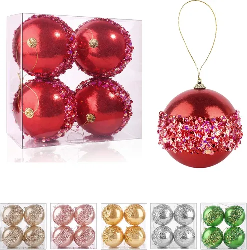 Miniatura 15 de Adornos de bola de Navidad colgantes de 4 piezas en plata, decoraciones de bolas de Navidad irrompibles para árboles, decoraciones para bodas