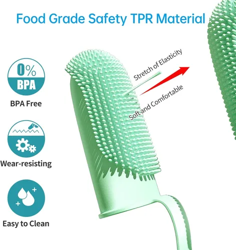 Miniatura 3 de Paquete de 2 cepillos de dientes para perros, cerdas envolventes de 135º para facilitar la limpieza de los dientes, cepillo de dientes de doble dedo