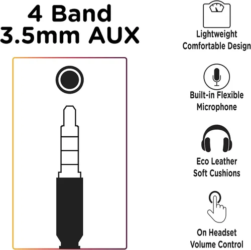 Miniatura 4 de Morpheus 360 Auriculares estéreo multimedia básicos - Micrófono ajustable - Diseño ligero y cómodo - Almohadillas de cuero ecológico suave - Sobre