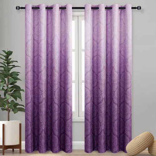 Miniatura 20 de DWCN - Cortinas blackout para dormitorio, diseño de damasco con aislamiento térmico y ojales, para sala de estar, juego de 2 paneles de cortina Gris