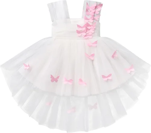 Vestido tutú de tul para niña pequeña, vestido de mariposa y flores para niña, trajes formales de cumpleaños, vestidos de pastel