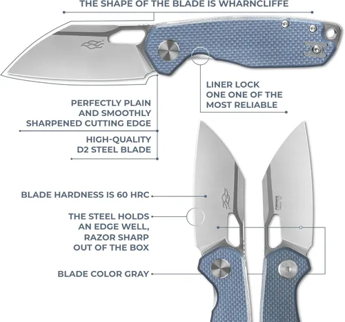 Miniatura 5 de Cuchillo plegable de bolsillo Firebird GANZO FH924-GY Wharncliffe Hoja de acero D2 Mango antideslizante G10 con clip para camping, caza, pesca, uso