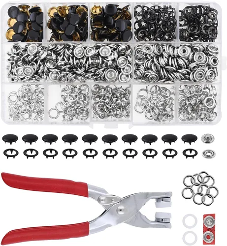 Miniatura 22 de Kit de botón de presión de metal Mandala Crafts - Botones a presión y herramienta de cierre a presión - Cierres coloridos de 9.5mm para coser, ropa