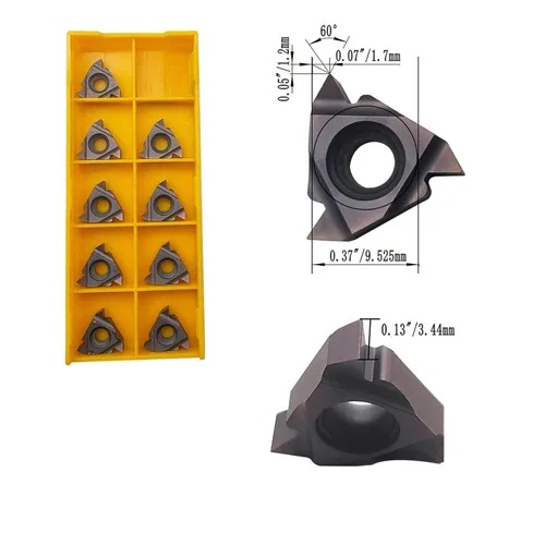 Miniatura 3 de 1/2inch Shank SER1212H16 Threading Tool Holder Right Hand External Threading with 10pcs 16ER AG60 Threading Carbide Inserts for Stainless Steel