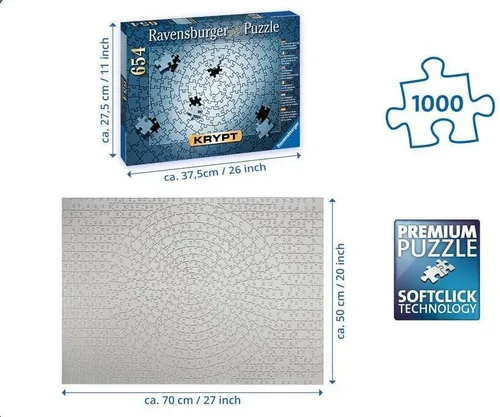 Miniatura 7 de Rompecabezas plata 654 pieza en blanco desafío Krypt