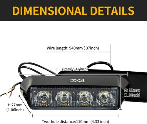 Miniatura 6 de FXC - 2 luces estroboscópicas intermitentes con 4 LED para montaje en superficie, para camión, automóvil, vehículo, luz de rejilla LED, baliza