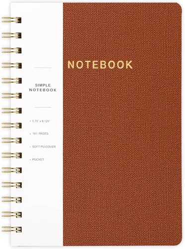 Miniatura 40 de Cuaderno de espiral – Cuaderno grande de tapa dura de 8.5 x 10.98 pulgadas con banda elástica y bolsillo, 180 páginas, diario plano de alambre
