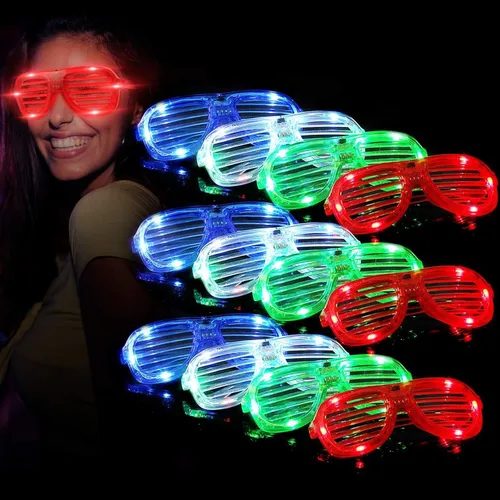 M.Best, Moda Unisex, Resplandor Plástico, Iluminación LED, Sombras, Anteojos para la Navidad, Halloween, Fiesta de Cumpleaños, Juego de 12