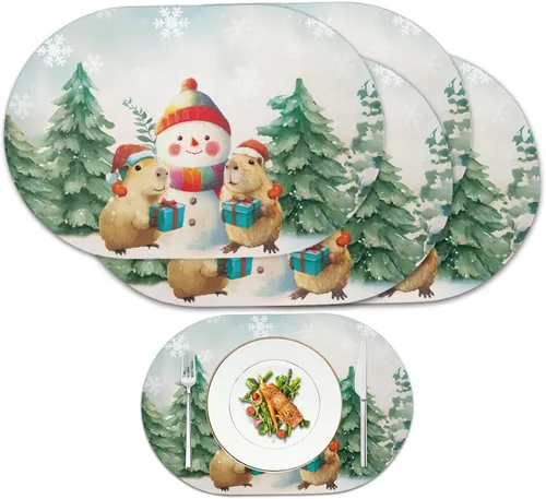 Miniatura 34 de Buteterfly - Juego de 2 manteles individuales con diseño ovalado, impermeables, lavables, resistentes al calor, decoración del hogar, cocina