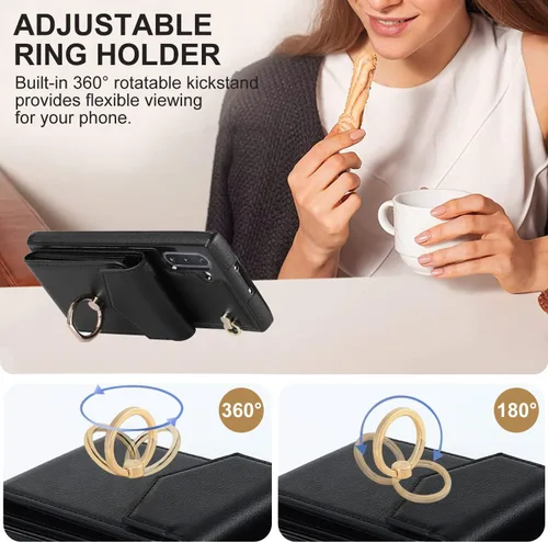 Miniatura 5 de Asuwish Funda de teléfono para Samsung Galaxy Note 10 5G con protector de pantalla de vidrio templado y anillo de bloqueo RFID, tarjetero de cuero