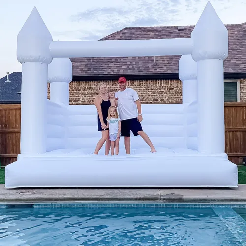 Miniatura 8 de Castillo inflable blanco de rebote de 13 x 13 x 10 pies, gran casa hinchable de PVC con soplador para niños pequeños y adultos, interior o exterior