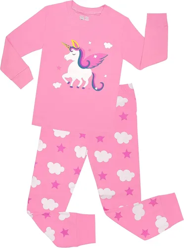 Miniatura 2 de Pijama para niña pequeña, con caballo, 100 % algodón, talla de 2 a 12 años, Navidad