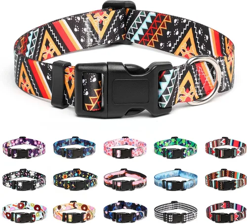 Miniatura 37 de Mercano Collar ajustable para perros - Diseños especiales con patrones, collar suave de nylon cómodo y resistente para perros pequeños, medianos