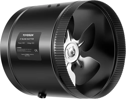VIVOSUN Inline Booster - Ventilador de conducto de 8 pulgadas, 420 CFM, ventilador de ventilación de escape HVAC con bajo ruido para sótanos, baños,
