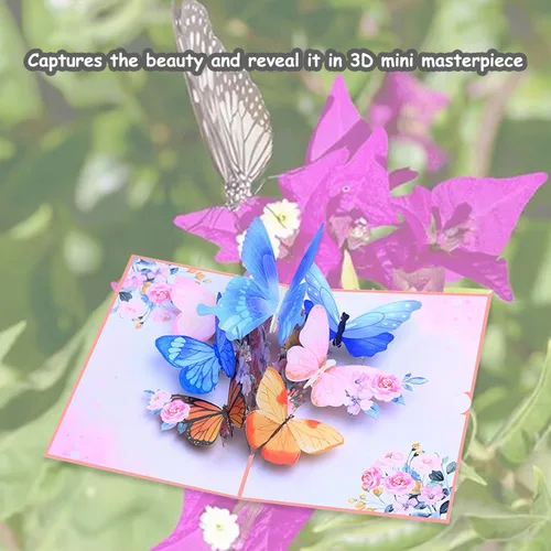 Miniatura 7 de ROBBEAR Tarjeta emergente, tarjeta de felicitación 3D de mariposa y flor con sobre para cualquier ocasión, cumpleaños, día de la madre, aniversario
