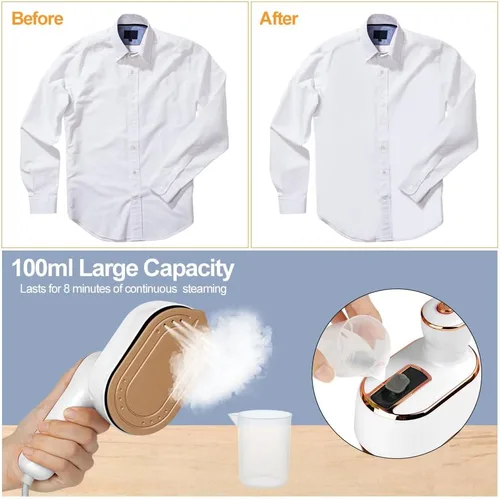 Miniatura 4 de AUAUY Mini plancha de vapor, plancha de vapor portátil de 1000 W, mango giratorio de 180° que convierte la plancha en vapor de mano, calentamiento