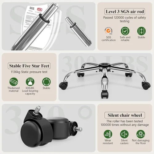 Miniatura 8 de Silla de oficina Criss Cross con respaldo abatible 2 en 1, silla ergonómica de piel sintética, altura ajustable, brazos giratorios y abatibles