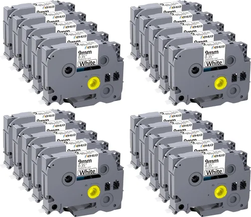 Miniatura 15 de Hehua Cinta TZ laminada compatible de 0.354 in 0.35 de repuesto para Brother P Touch TZe-221 TZe221 TZ221 TZ-221 3/8 pulgadas, cinta resistente al