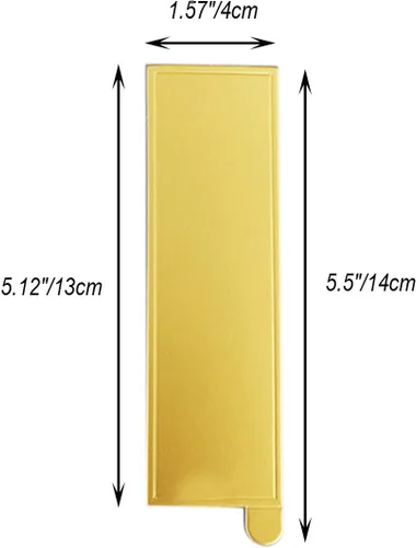 Miniatura 2 de 100 mini tablas para tartas de 5.12 x 1.57 pulgadas, juego de cartón rectangular dorado de barra larga, base para cupcakes, bandeja para exhibidores