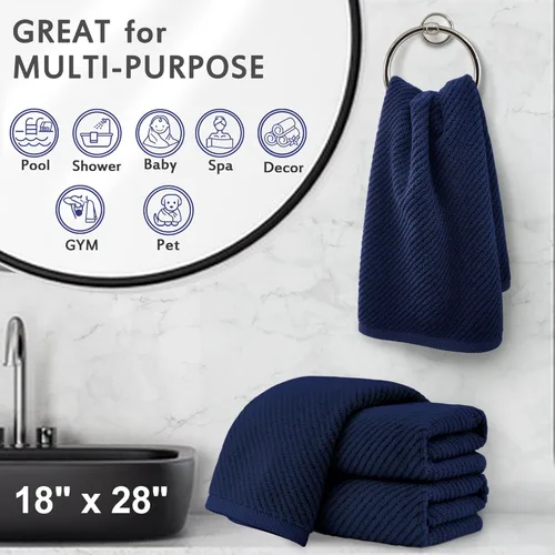 Miniatura 170 de VOOVA & MOVAS Toallas de mano blancas - 100% algodón Ligeras Gruesas Secado rápido Suaves Absorbentes, paquete de 4 piezas grandes de 18