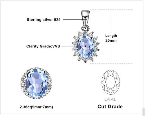 Miniatura 13 de JewelryPalace Princess Diana Kate Middleton Natural Amethyst Citrine Garnet Peridot Topaz Created Ruby Sapphire Simulated Emerald Pendant Necklace