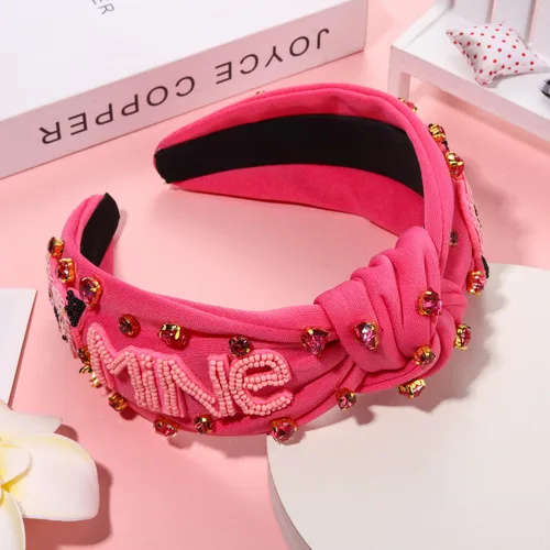 Miniatura 6 de mokkia Diademas de corazón para el día de San Valentín para mujer, accesorios para el día de San Valentín, diadema anudada con corazón con cuentas
