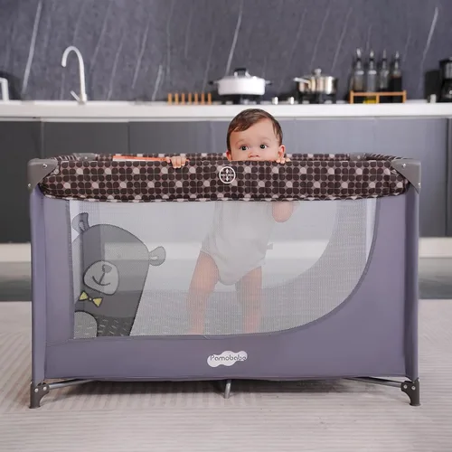 Miniatura 4 de Cuna portátil para bebé Pamo Babe con colchón y bolsa de transporte, color gris