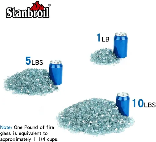 Miniatura 83 de Stanbroil - Vidrio de fuego de 10 libras – Cristal de fuego templado reflectante de 1/2 pulgada para chimenea de hoguera, azul Pacífico reflectante