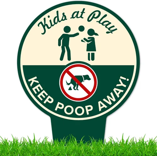 Miniatura 14 de Cartel de "Kids at Play, Keep Poop Away", 7 x 13, estacas integradas de alta resistencia, uso en interiores y exteriores, compuesto de aluminio