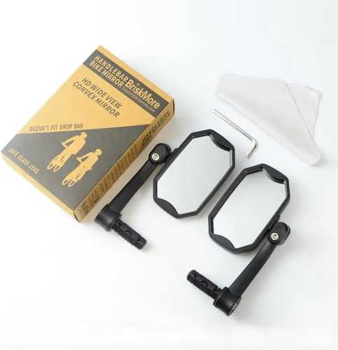 Miniatura 7 de BriskMore Espejos de bicicleta con extremo de barra, lente de vidrio convexo de alta definición para manillar de bicicleta eléctrica, resistente a