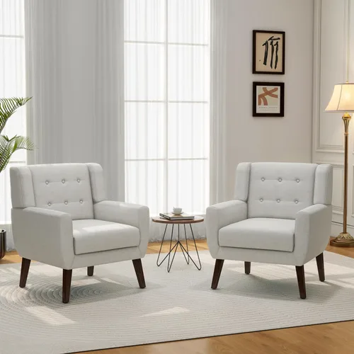 Miniatura 6 de Silla decorativa, sillas de tela moderna de mediados de siglo con brazos para sala de estar, cómodo sillón tapizado para dormitorio, sala de espera