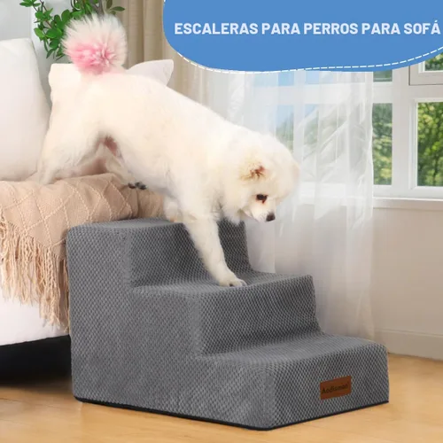 Miniatura 2 de Aodisman Escaleras para perros pequeños, escaleras antideslizantes de 3 escalones para mascotas para sofá, sillón y silla, escaleras para cama