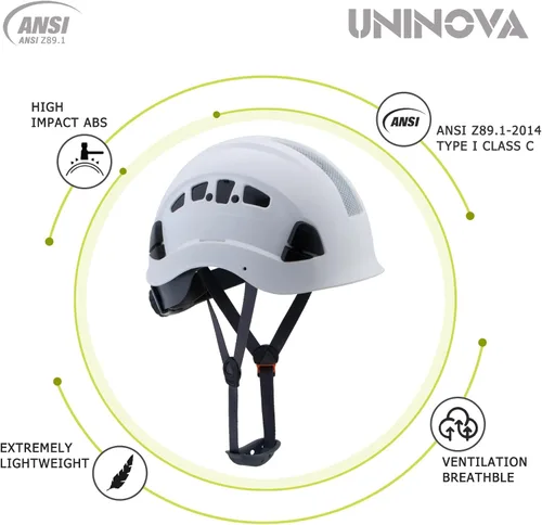 Miniatura 5 de Cascos de Construcción UNINOVA Casco de seguridad OSHA con suspensión ajustable de 6 puntos blanco