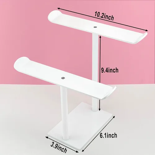 Miniatura 7 de Soporte para diadema, soporte organizador de diadema acrílica, almacenamiento de accesorios para el cabello (2 niveles y 2 paneles)