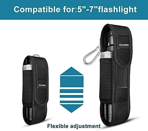 Miniatura 3 de PALUMMA Funda de nailon para linterna con mosquetón, soporte de cinturón de linterna de ajuste flexible para la mayoría de marcas de tamaño de hasta