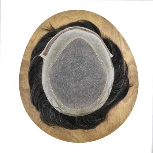 Miniatura 6 de Pieza de pelo de tupé para hombre, cabello humano real, frontal, línea capilar natural, sistema de reemplazo para hombres, unidades de cabello