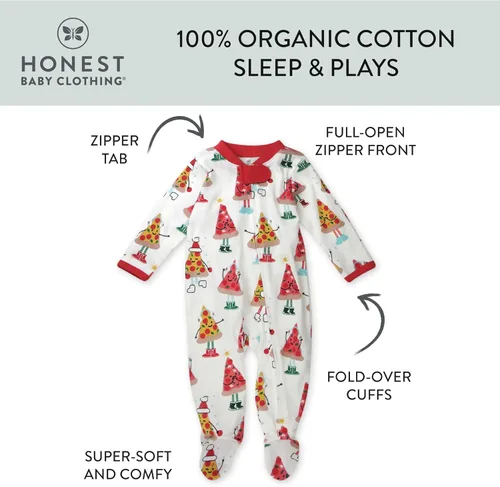 Miniatura 3 de HonestBaby Sleep and Play Footed Holiday Pajamas One-Piece Sleeper Zip-front Organic Cotton PJs Baby Boys, Girls, Unisex