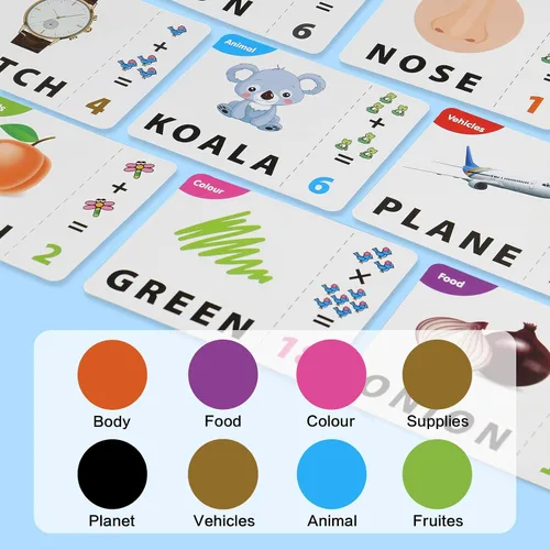 Miniatura 6 de Juguetes educativos de aprendizaje 2 en 1, juegos de letras y números a juego para niños y niñas, reconocimiento de palabras a la vista, tarjetas