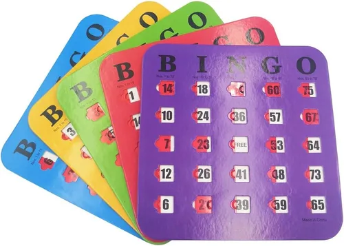Yuanhe Tarjetas de bingo con diapositivas de obturador, paquete de 5 unidades, multicolor extra grueso, fácil de leer con ventanas deslizantes con