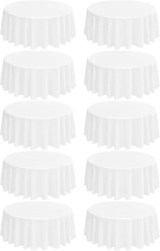 Miniatura 97 de Paquete de 10 manteles de poliéster de 60 x 102 pulgadas, manteles de poliéster beige para mesas rectangulares de 6 pies, resistentes a las manchas