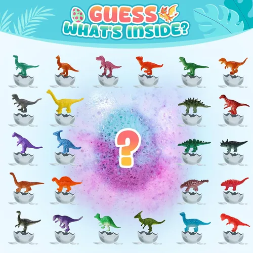 Miniatura 7 de Bombas de baño de dinosaurios para niños con sorpresa en el interior, regalos de cumpleaños para niños, paquete de 9 unidades naturales orgánicas