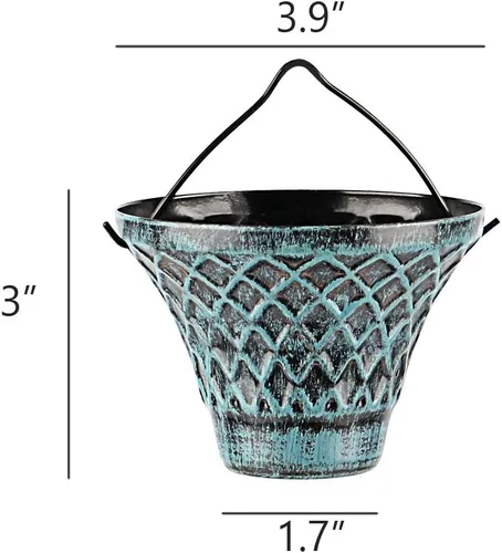 Miniatura 3 de Cadenas de lluvia para canaletas exteriores, atrapadores de lluvia, desviador de metal azul a cuadros decorativos para exteriores, 8.5 pies