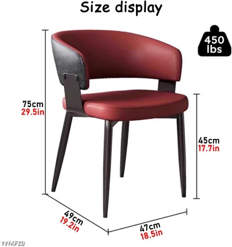 Miniatura 3 de YVYKFZD Juego de sillas de comedor, silla de comedor con patas de metal y respaldo curvo, sillas de cocina tapizadas de cuero, reposabrazos, silla