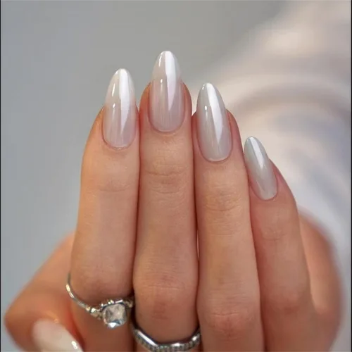Miniatura 44 de Uñas postizas a presión marrón café, uñas postizas medianas de almendra, color sólido, cobertura completa, uñas postizas artificiales brillantes