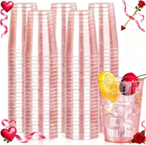 Miniatura 14 de DaYammi 120 Piezas Vasos de Plástico Azul de 9 Oz Vasos de Fiesta de Plástico Transparente Desechables con Borde Azul Copas de Vino Desechables