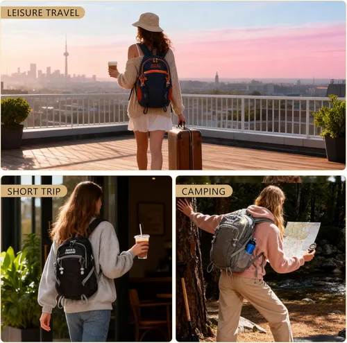 Miniatura 6 de Mochila de senderismo con cubierta contra la lluvia, mochilas de viaje de 20 litros para mujeres y hombres, mochila de camping ligera y duradera
