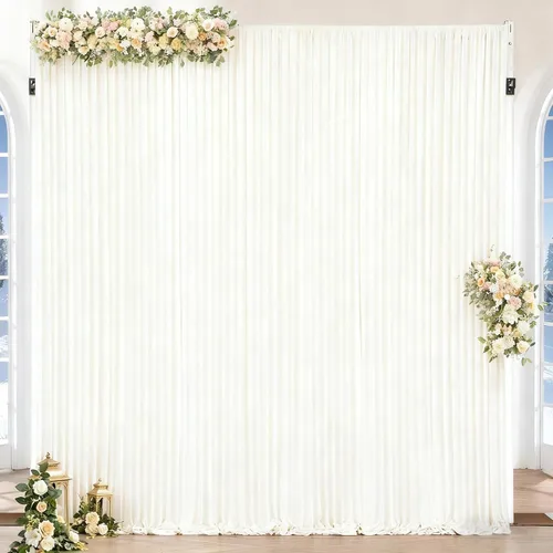 Miniatura 2 de Cortinas de Fondo Beige - Cortinas de Poliéster Sin Arrugas para Fotografía, Cortinas de Fondo para Fiestas, para Decoraciones de Baby Shower