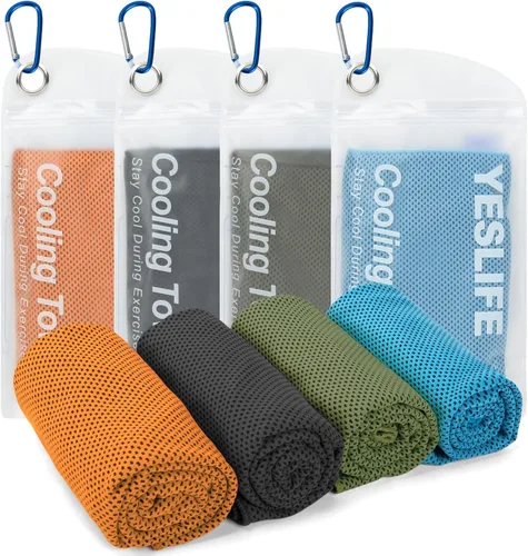 YESLIFE Paquete de 4 toallas refrescantes de 40 x 12 pulgadas, toallas de gimnasio para hombres y mujeres, toallas de entrenamiento suaves y Negro
