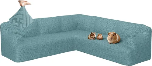 Miniatura 14 de Fundas para sofá seccional en forma de L de 1 pieza, fundas de esquina elásticas para sofá, funda de sofá antideslizante, lavable, fundas de sofá